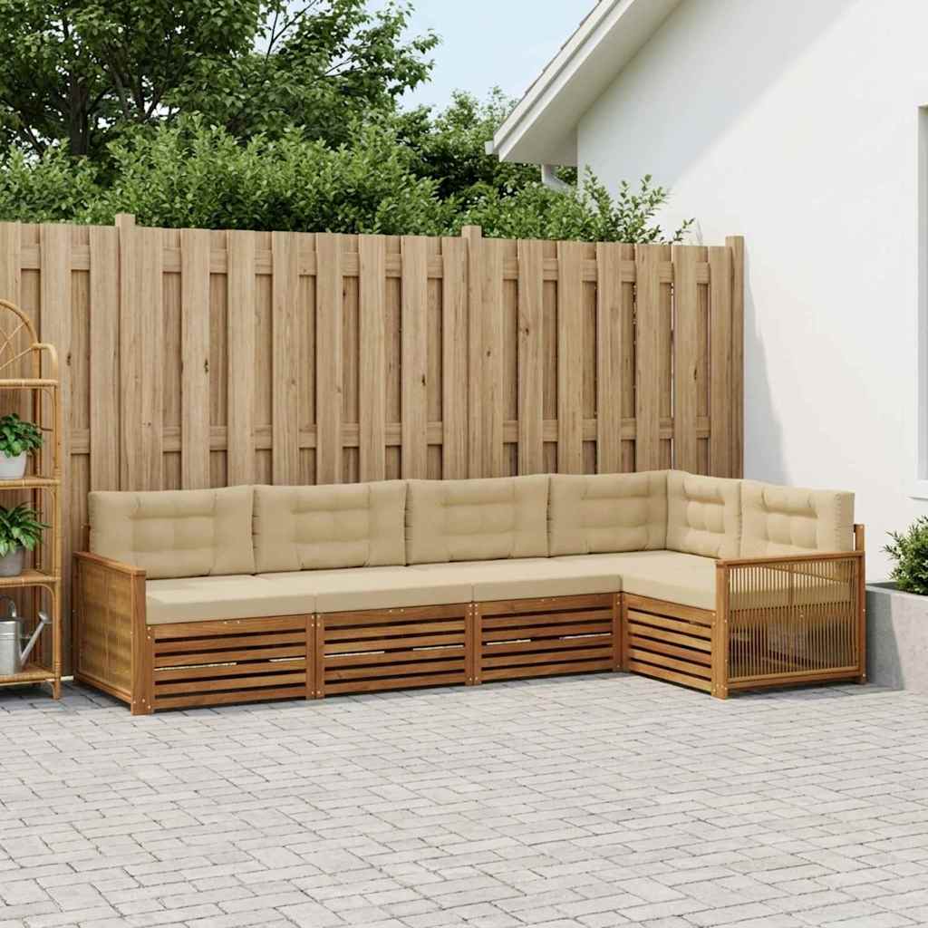 Udendørs sofagruppe med pude 5 pcs Naturlig og Beige