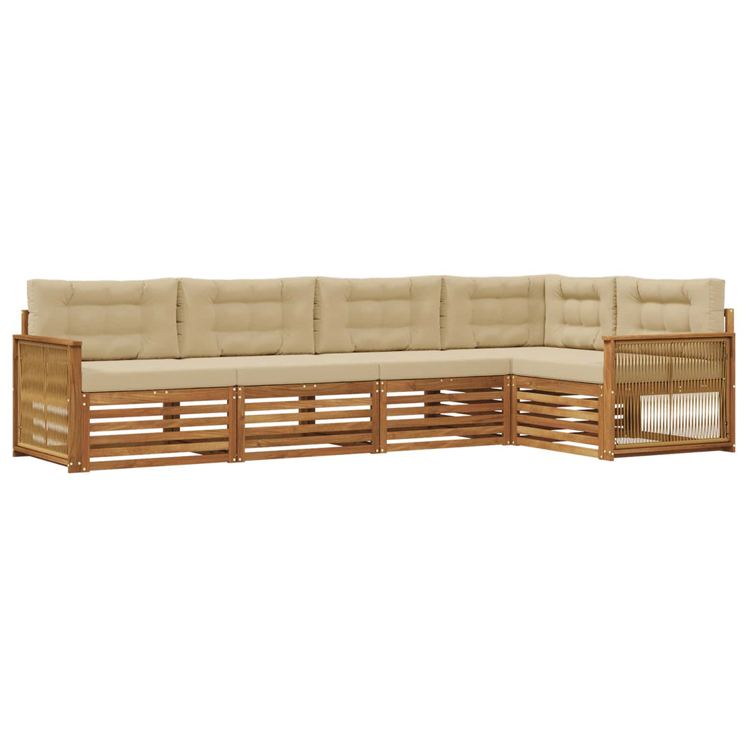Udendørs sofagruppe med pude 5 pcs Naturlig og Beige