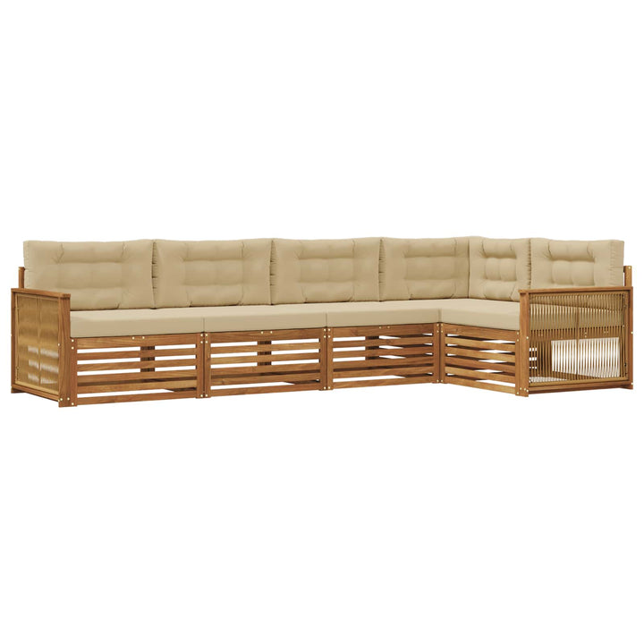 Udendørs sofagruppe med pude 5 pcs Naturlig og Beige