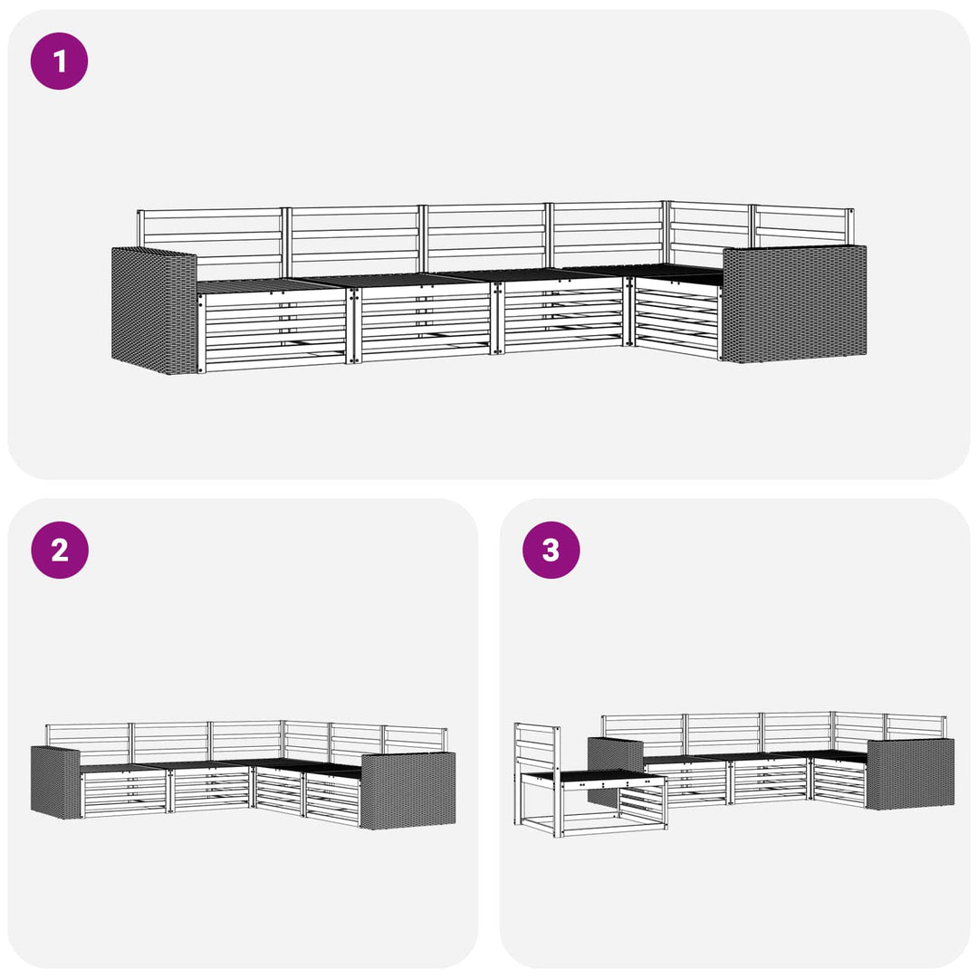Udendørs sofagruppe 5 pcs Naturfarvet 331 x 172,5 x 73 cm