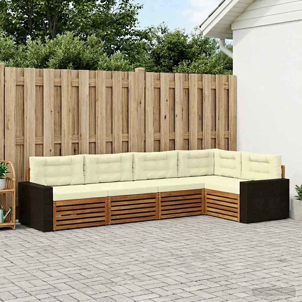 Udendørs sofagruppe 5 pcs Naturlig og Fløde 331 x 172,5 x 73 cm