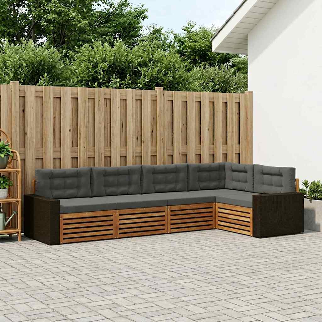 Udendørs sofagruppe 5 pcs Naturlig og Antracit