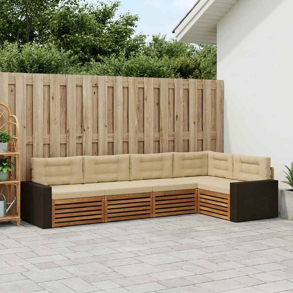 Udendørs sofagruppe 5 pcs Naturlig og Beige 331 x 172,5 x 73 cm