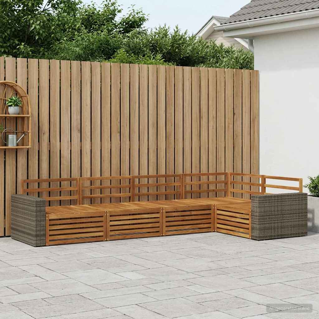 Udendørs sofagruppe 5 pcs Naturfarvet 331 x 172,5 x 73 cm