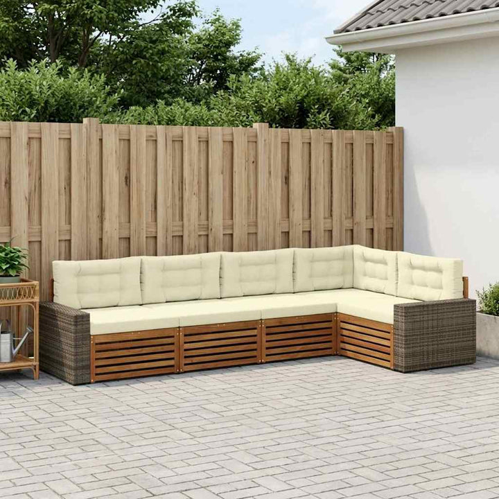 Udendørs sofagruppe 5 pcs Naturlig og Fløde 331 x 172,5 x 73 cm