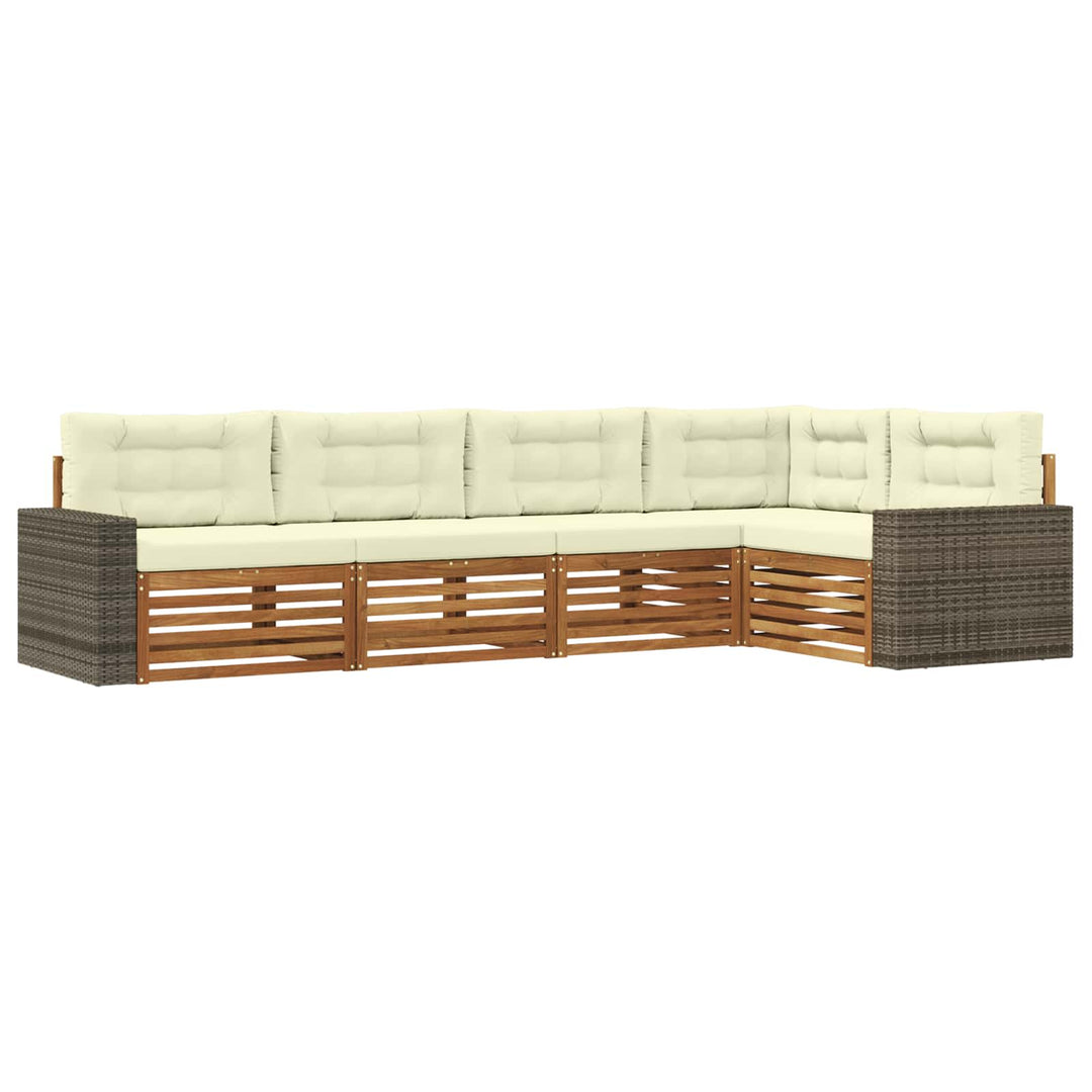 Udendørs sofagruppe 5 pcs Naturlig og Fløde 331 x 172,5 x 73 cm