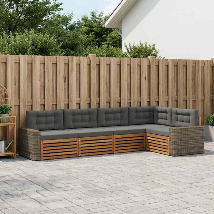 Udendørs sofagruppe 5 pcs Naturlig og Antracit