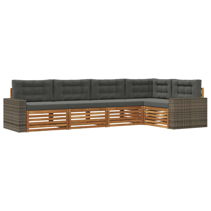 Udendørs sofagruppe 5 pcs Naturlig og Antracit