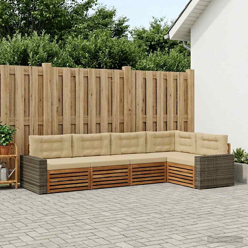 Udendørs sofagruppe 5 pcs Naturlig og Beige 331 x 172,5 x 73 cm