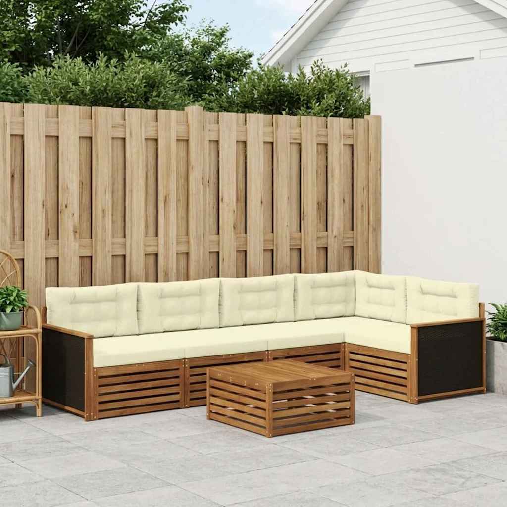 Udendørs sofagruppe 6 pcs Naturlig og Fløde 79 x 79 x 37 cm