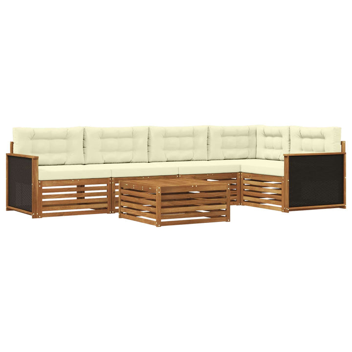 Udendørs sofagruppe 6 pcs Naturlig og Fløde 79 x 79 x 37 cm