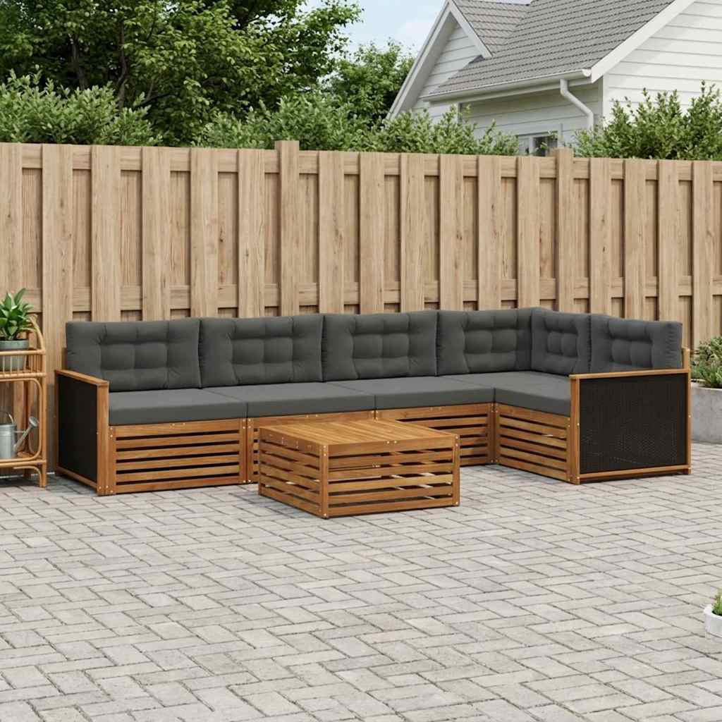 Udendørs sofagruppe 6 pcs Naturlig og Antracit 79 x 79 x 37 cm