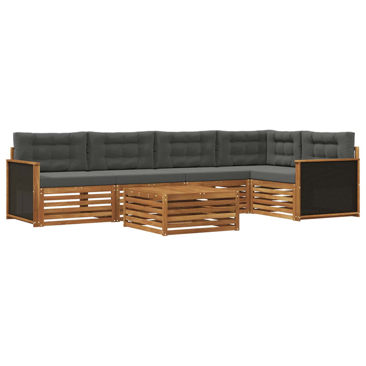 Udendørs sofagruppe 6 pcs Naturlig og Antracit 79 x 79 x 37 cm