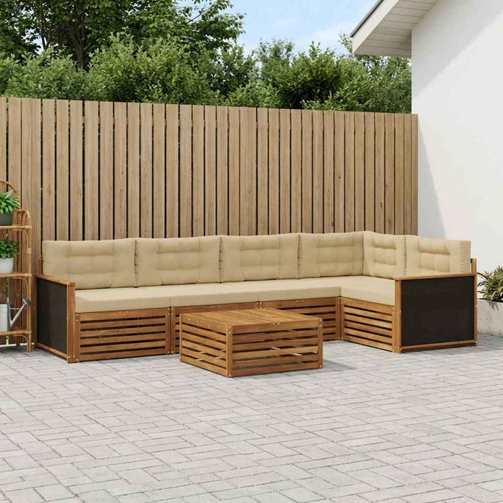 Udendørs sofagruppe 6 pcs Naturlig og Beige 79 x 79 x 37 cm
