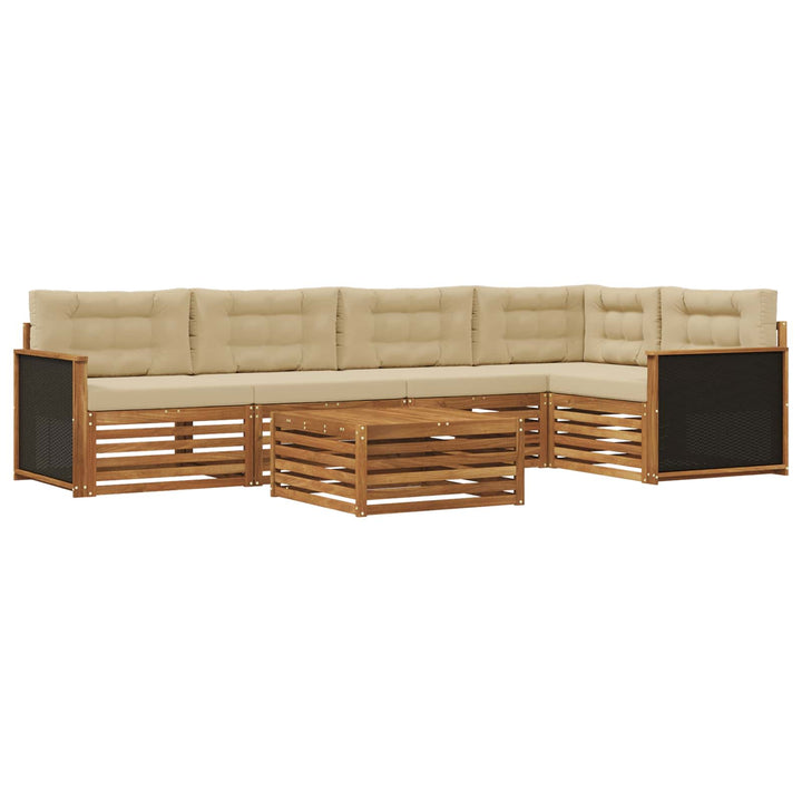 Udendørs sofagruppe 6 pcs Naturlig og Beige 79 x 79 x 37 cm