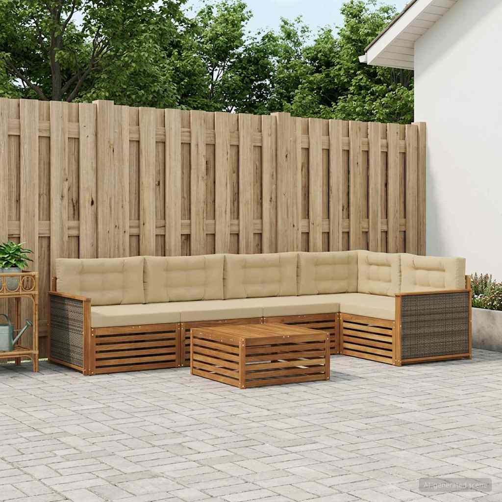 Udendørs sofagruppe 6 stk. Naturlig og Beige