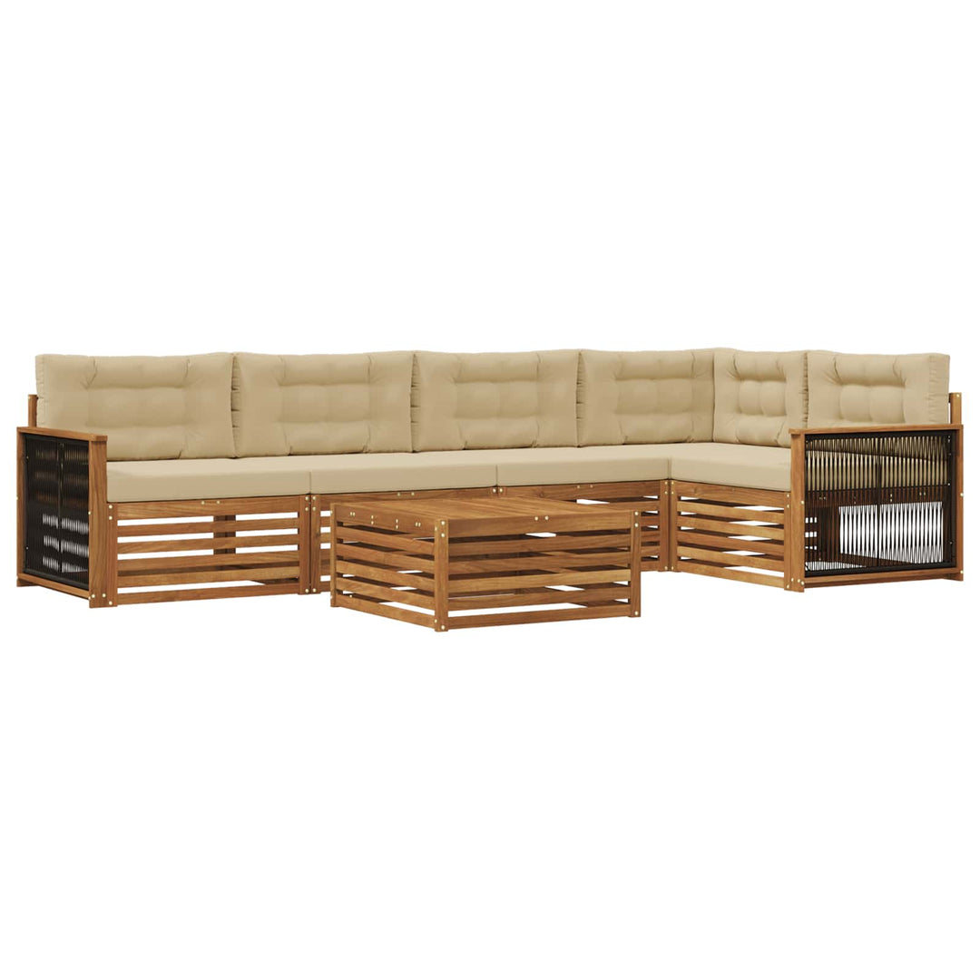 Udendørs sofagruppe med pude 6 pcs Naturlig og Beige