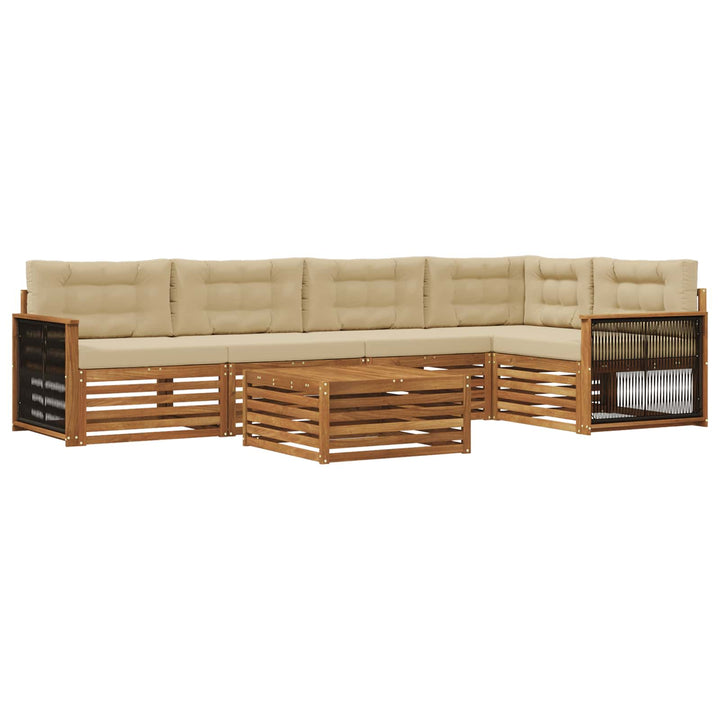 Udendørs sofagruppe med pude 6 pcs Naturlig og Beige