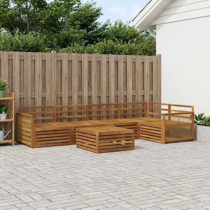 Udendørs sofagruppe 6 pcs Naturfarvet Massivt Akacietræ
