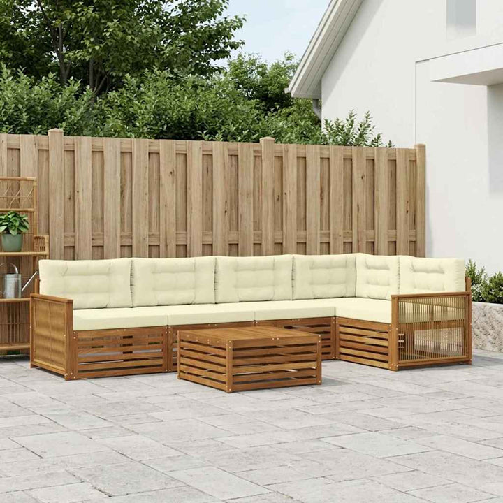 Udendørs sofagruppe med pude 6 pcs Naturlig og Fløde