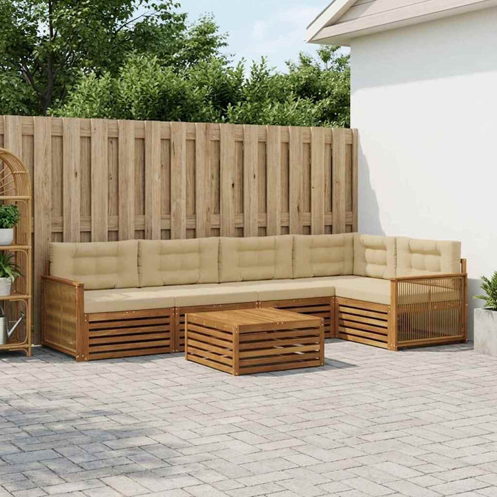 Udendørs sofagruppe med pude 6 pcs Naturlig og Beige