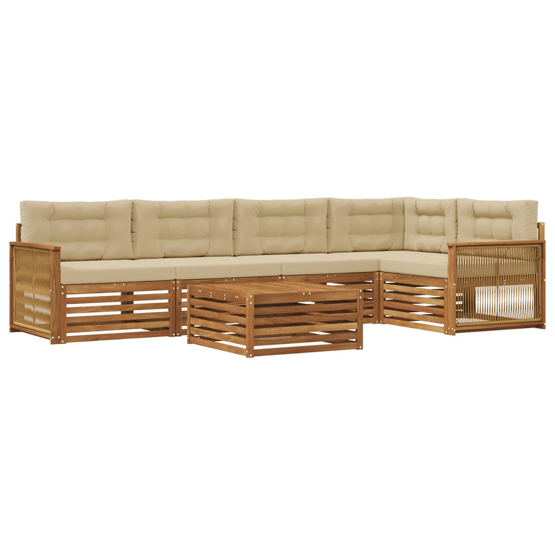 Udendørs sofagruppe med pude 6 pcs Naturlig og Beige