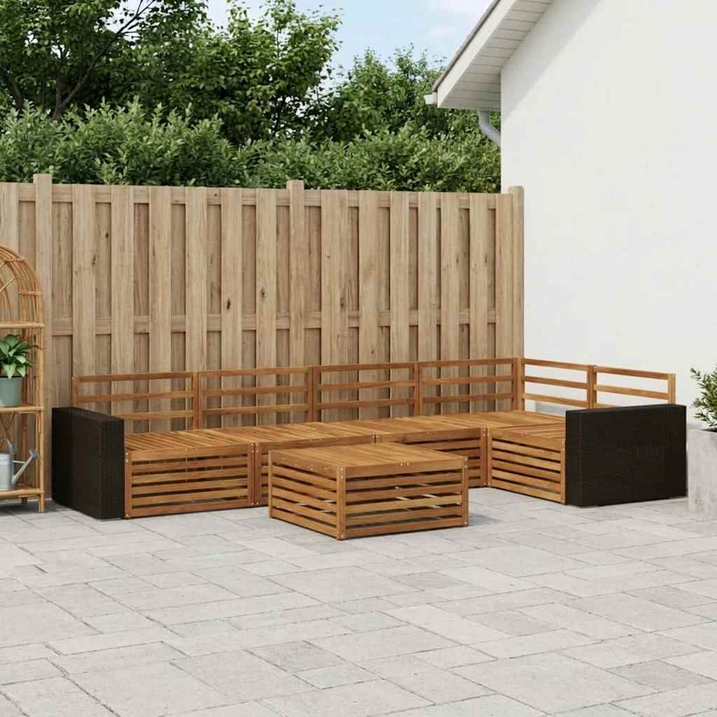 Udendørs sofagruppe 6 pcs Naturfarvet 79 x 79 x 37 cm