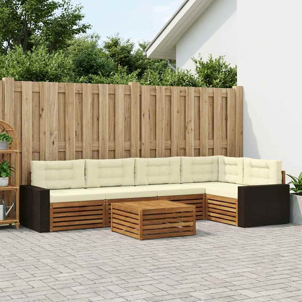 Udendørs sofagruppe 6 pcs Naturlig og Fløde 79 x 79 x 37 cm