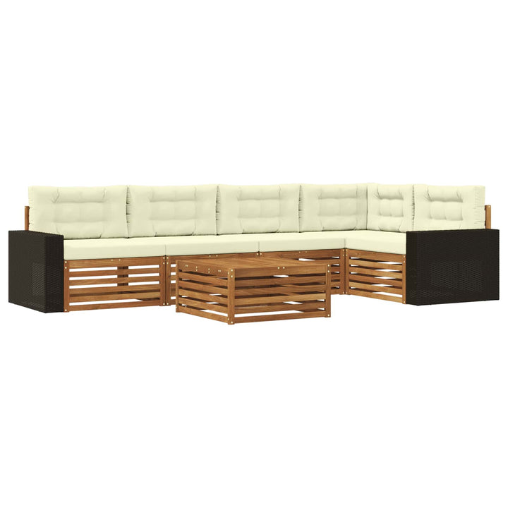 Udendørs sofagruppe 6 pcs Naturlig og Fløde 79 x 79 x 37 cm