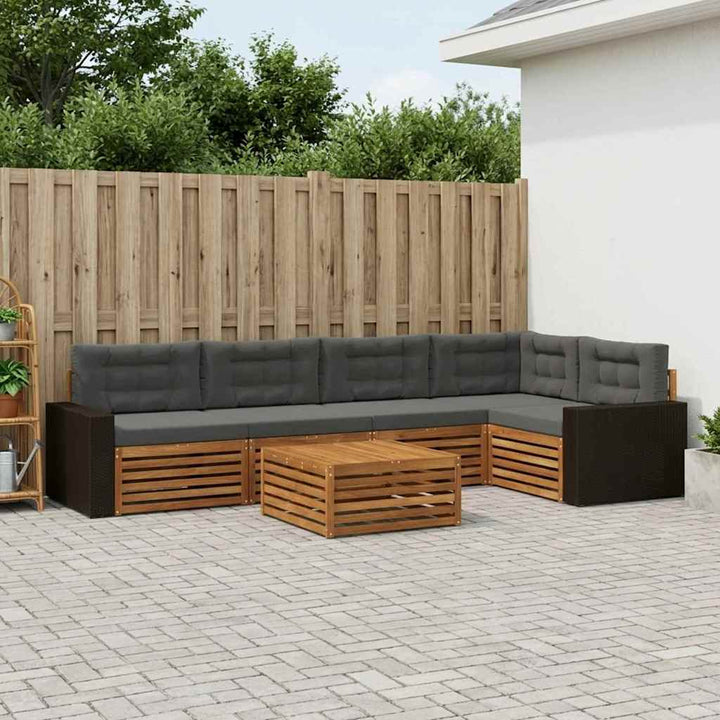 Udendørs sofagruppe 6 pcs Naturlig og Antracit 79 x 79 x 37 cm