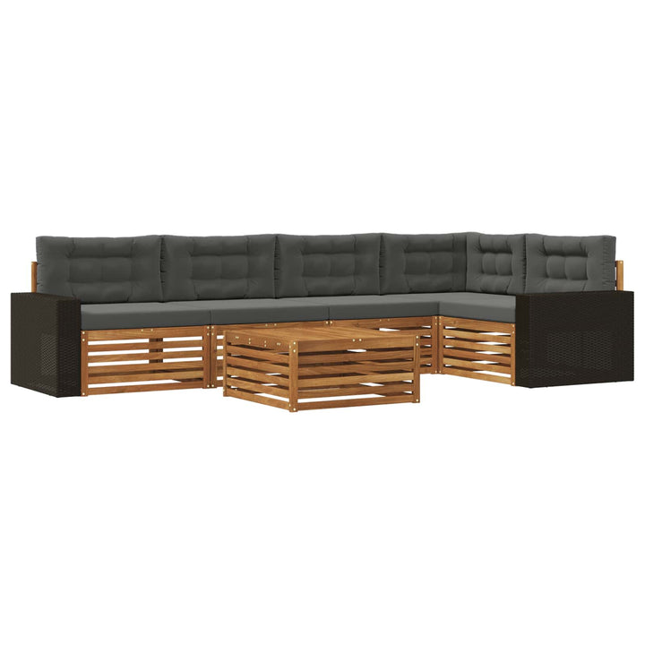 Udendørs sofagruppe 6 pcs Naturlig og Antracit 79 x 79 x 37 cm