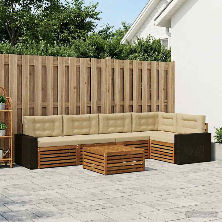 Udendørs sofagruppe 6 pcs Naturlig og Beige 79 x 79 x 37 cm