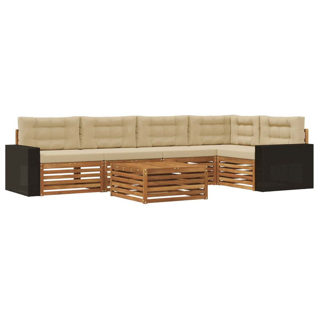 Udendørs sofagruppe 6 pcs Naturlig og Beige 79 x 79 x 37 cm