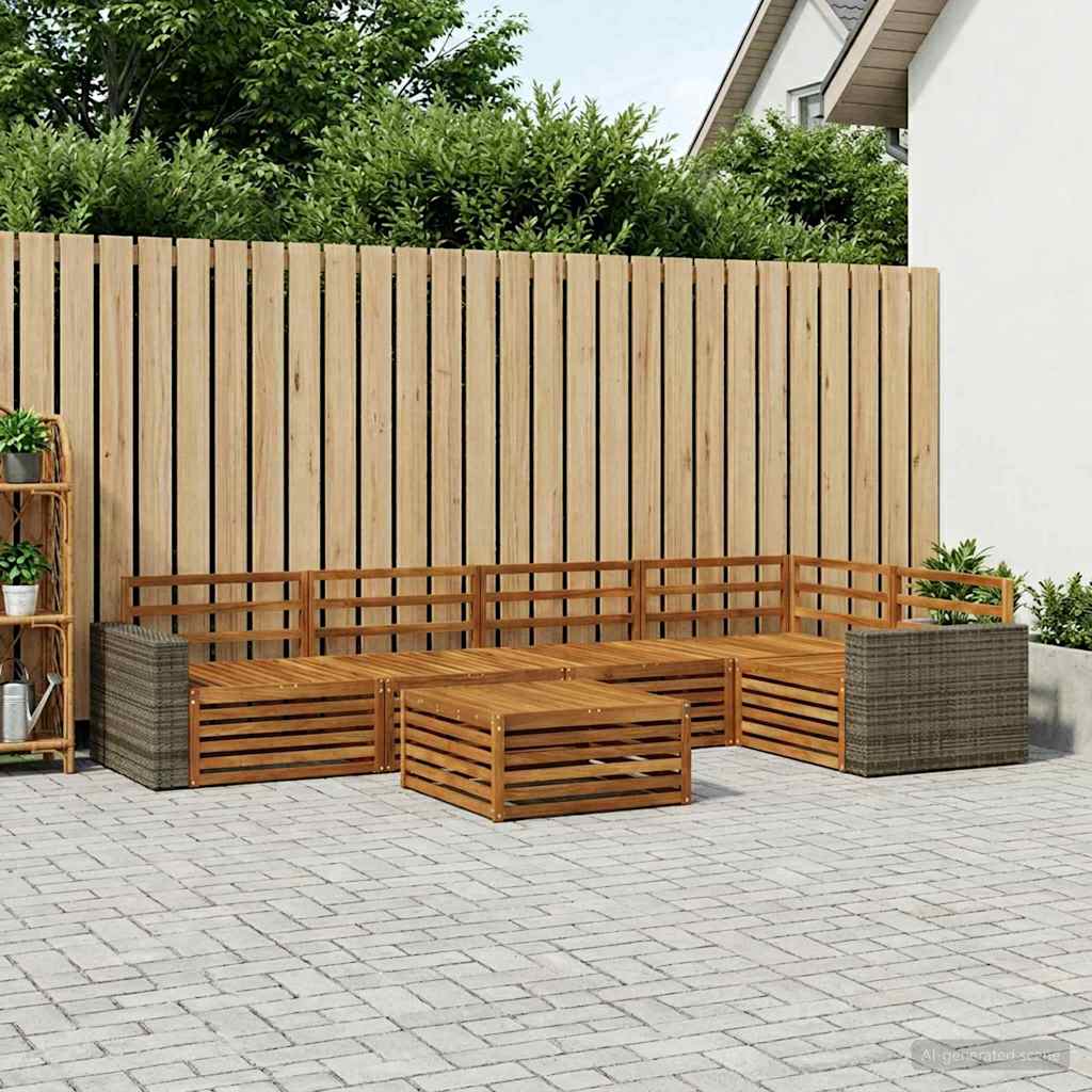 Udendørs sofagruppe 6 pcs Naturfarvet 79 x 79 x 37 cm