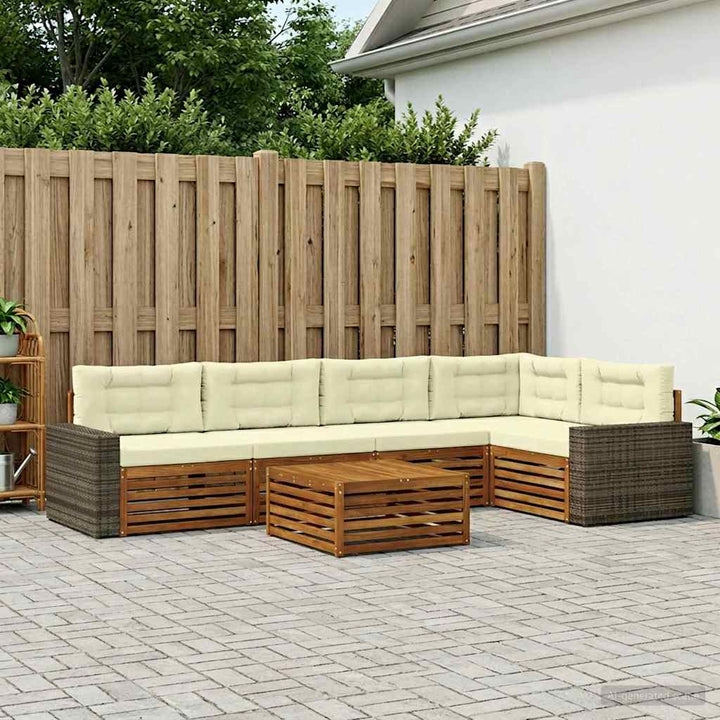 Udendørs sofagruppe 6 pcs Naturlig og Fløde 79 x 79 x 37 cm