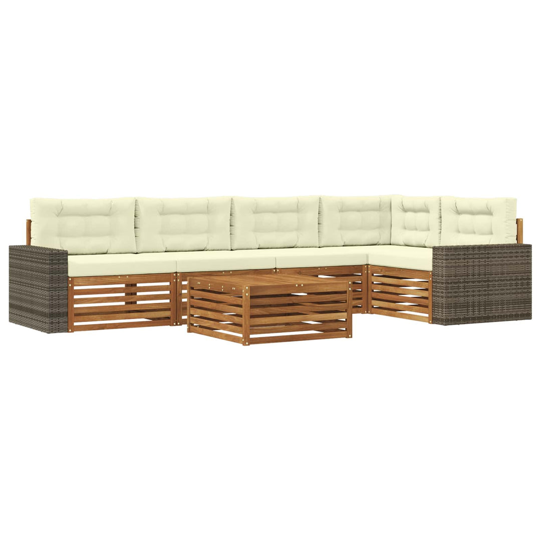 Udendørs sofagruppe 6 pcs Naturlig og Fløde 79 x 79 x 37 cm