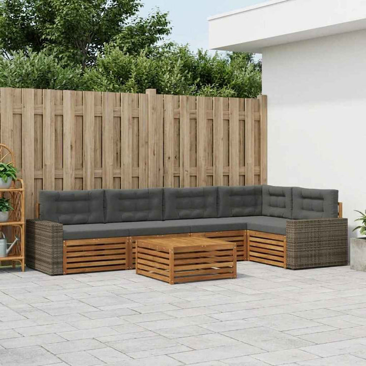 Udendørs sofagruppe 6 pcs Naturlig og Antracit 79 x 79 x 37 cm