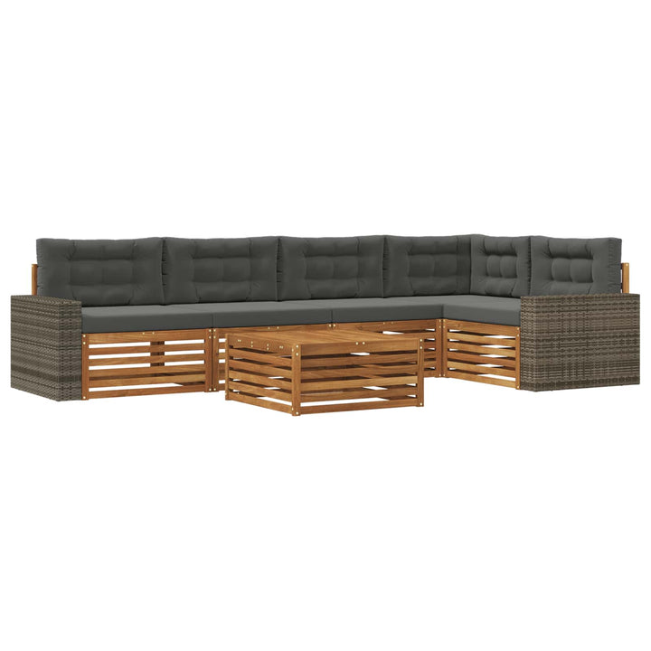 Udendørs sofagruppe 6 pcs Naturlig og Antracit 79 x 79 x 37 cm