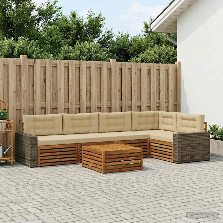 Udendørs sofagruppe 6 pcs Naturlig og Beige 79 x 79 x 37 cm