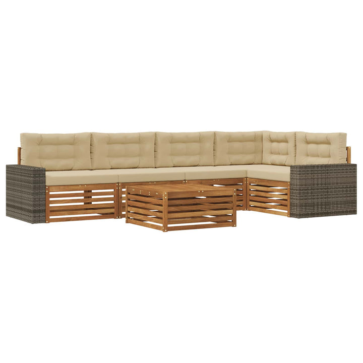 Udendørs sofagruppe 6 pcs Naturlig og Beige 79 x 79 x 37 cm