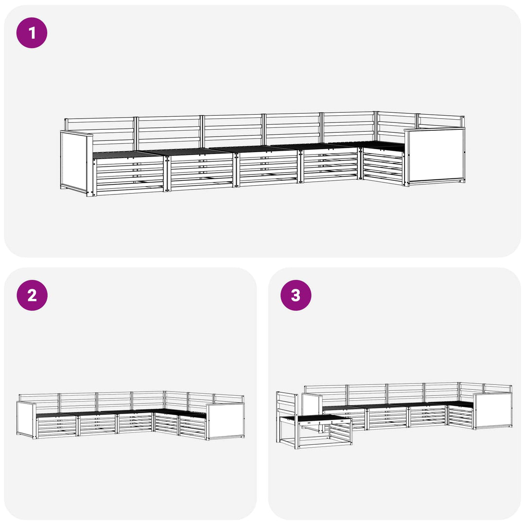 Udendørs sofagruppe 6 pcs Naturfarvet 406 x 168,5 x 73 cm