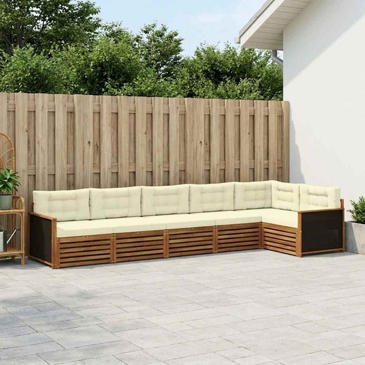 Udendørs sofagruppe 6 pcs Naturlig og Fløde 406 x 168,5 x 73 cm