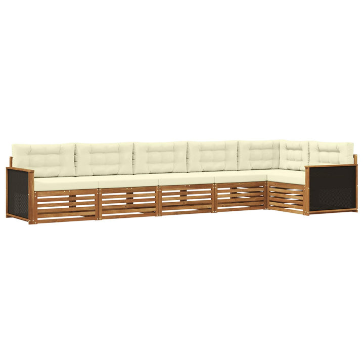 Udendørs sofagruppe 6 pcs Naturlig og Fløde 406 x 168,5 x 73 cm