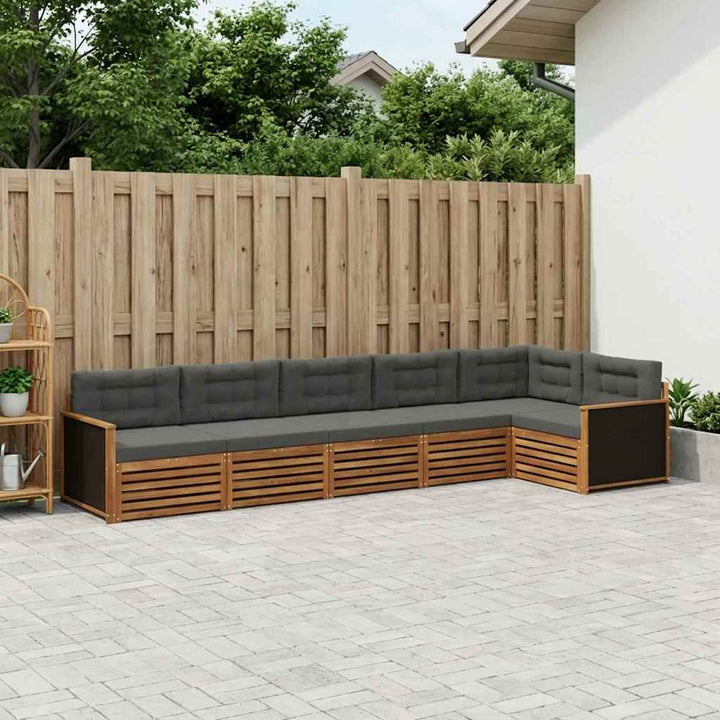 Udendørs sofagruppe 6 pcs Naturlig og Antracit