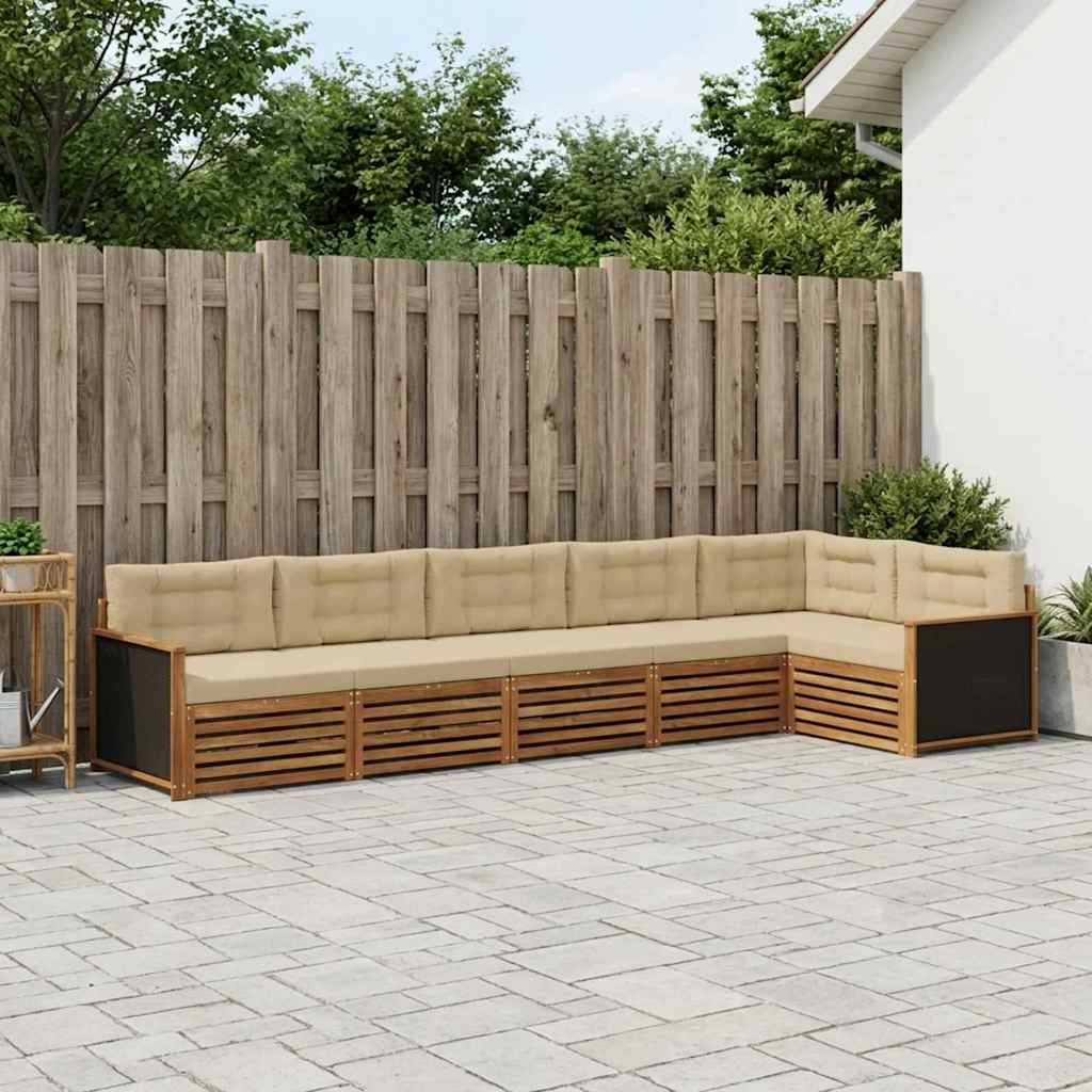 Udendørs sofagruppe 6 pcs Naturlig og Beige 406 x 168,5 x 73 cm