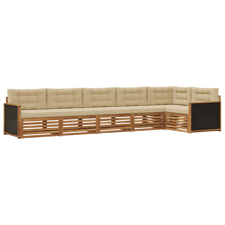 Udendørs sofagruppe 6 pcs Naturlig og Beige 406 x 168,5 x 73 cm