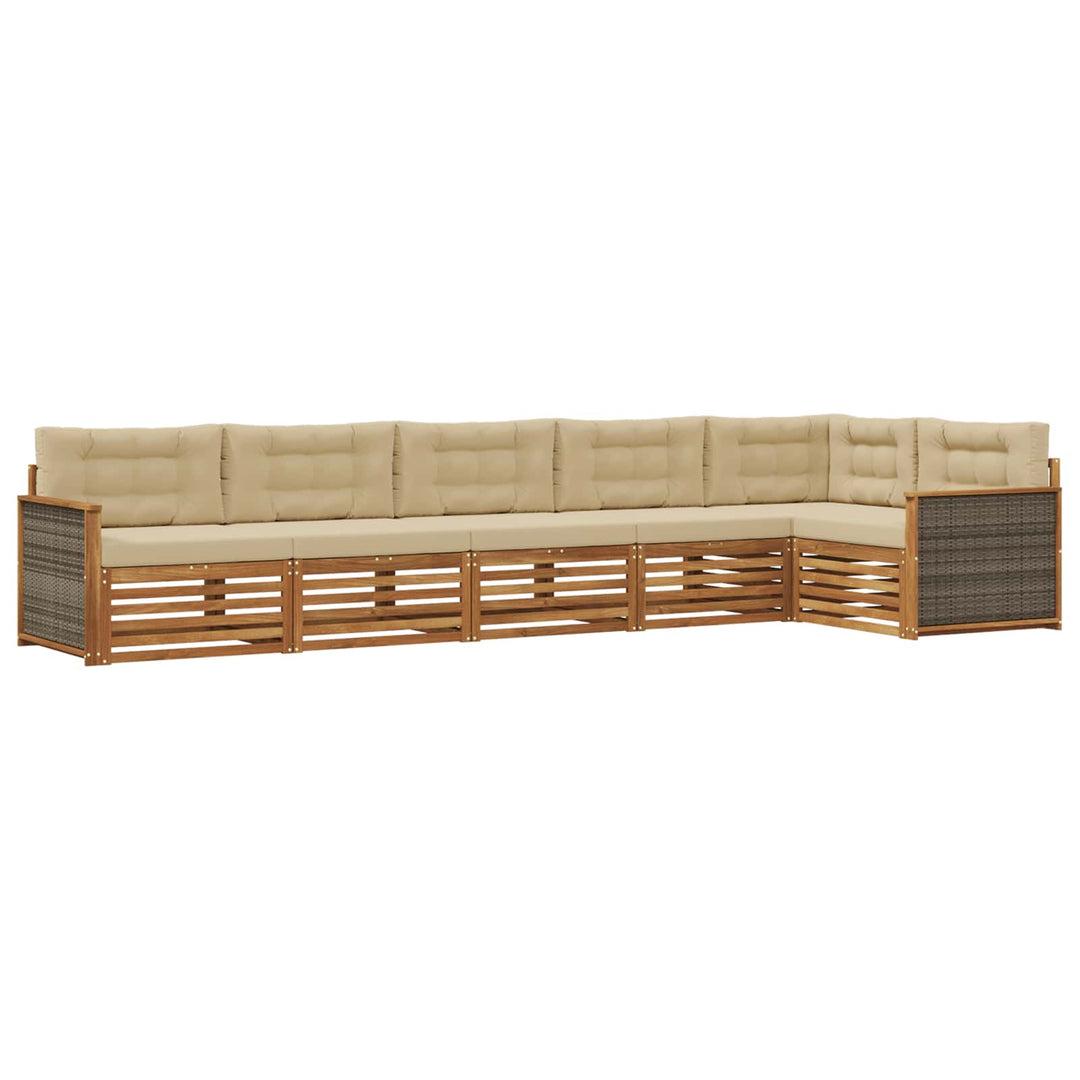 Udendørs sofagruppe med pude 6 pcs Naturlig og Beige