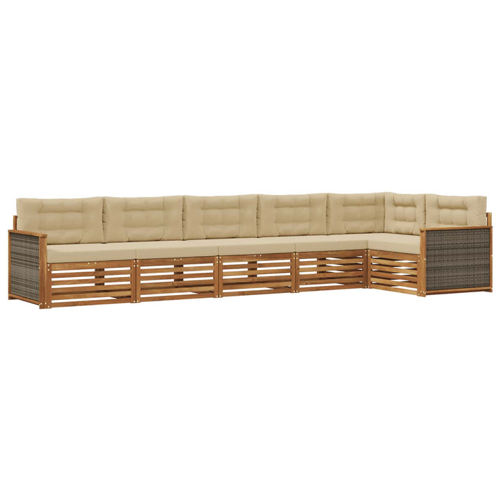 Udendørs sofagruppe med pude 6 pcs Naturlig og Beige