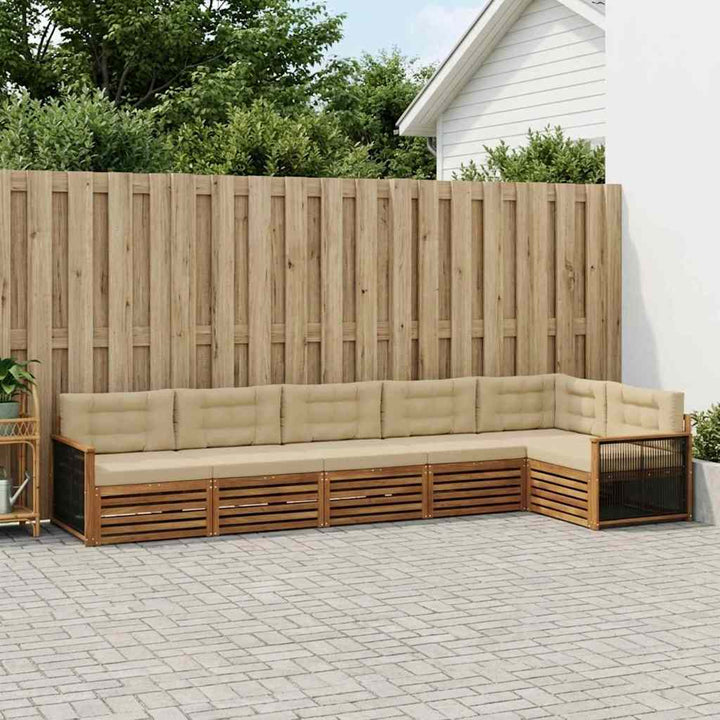 Udendørs sofagruppe med pude 6 pcs Naturlig og Beige