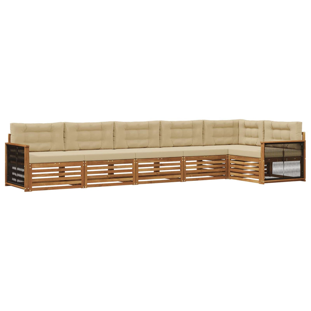 Udendørs sofagruppe med pude 6 pcs Naturlig og Beige